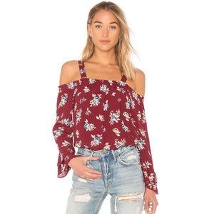 Sanctuary Cassie Floral Print Cold Shoulder Long Sleeve Top Size Medium
